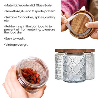 Wooden Lid Glass Canister - 700ml 12