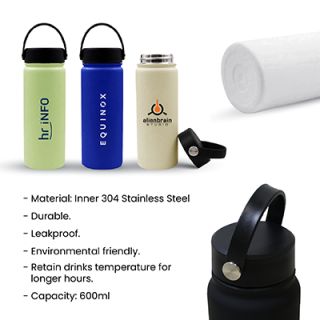 YOUNG Double Wall Stainless Steel Flask with Handle - 600ml 09