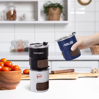 ZEN Stainless Steel Tumbler with Wooden Holder - 300ml 02