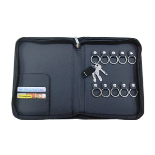 Zippered 10 Key Leather Organizer with Cards Holder 03