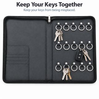 Zippered 15 Key Leather Organizer with Cards Holder 03