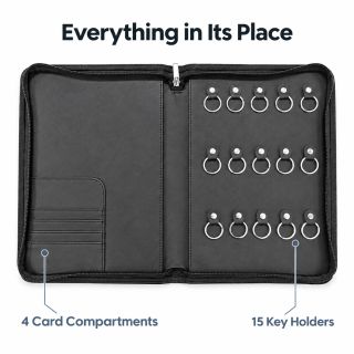 Zippered 15 Key Leather Organizer with Cards Holder 04