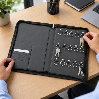 Zippered 15 Key Leather Organizer with Cards Holder 02