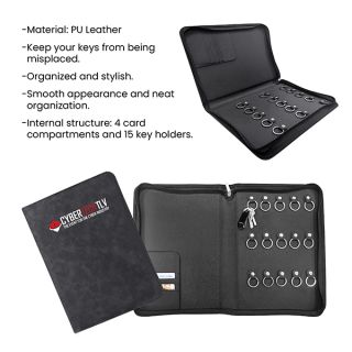 Zippered 15 Key Leather Organizer with Cards Holder 06