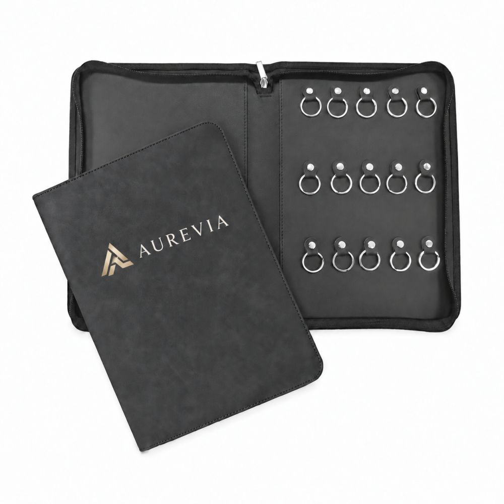 Zippered 15 Key Leather Organizer with Cards Holder