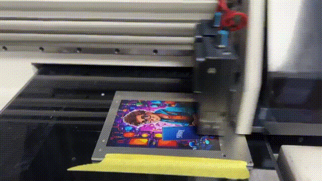 UV printing full colour artwork directly onto a flat product surface